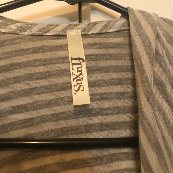 Fluxus Gray Stripe Hooded Cardigan Small - Picture 2 of 5